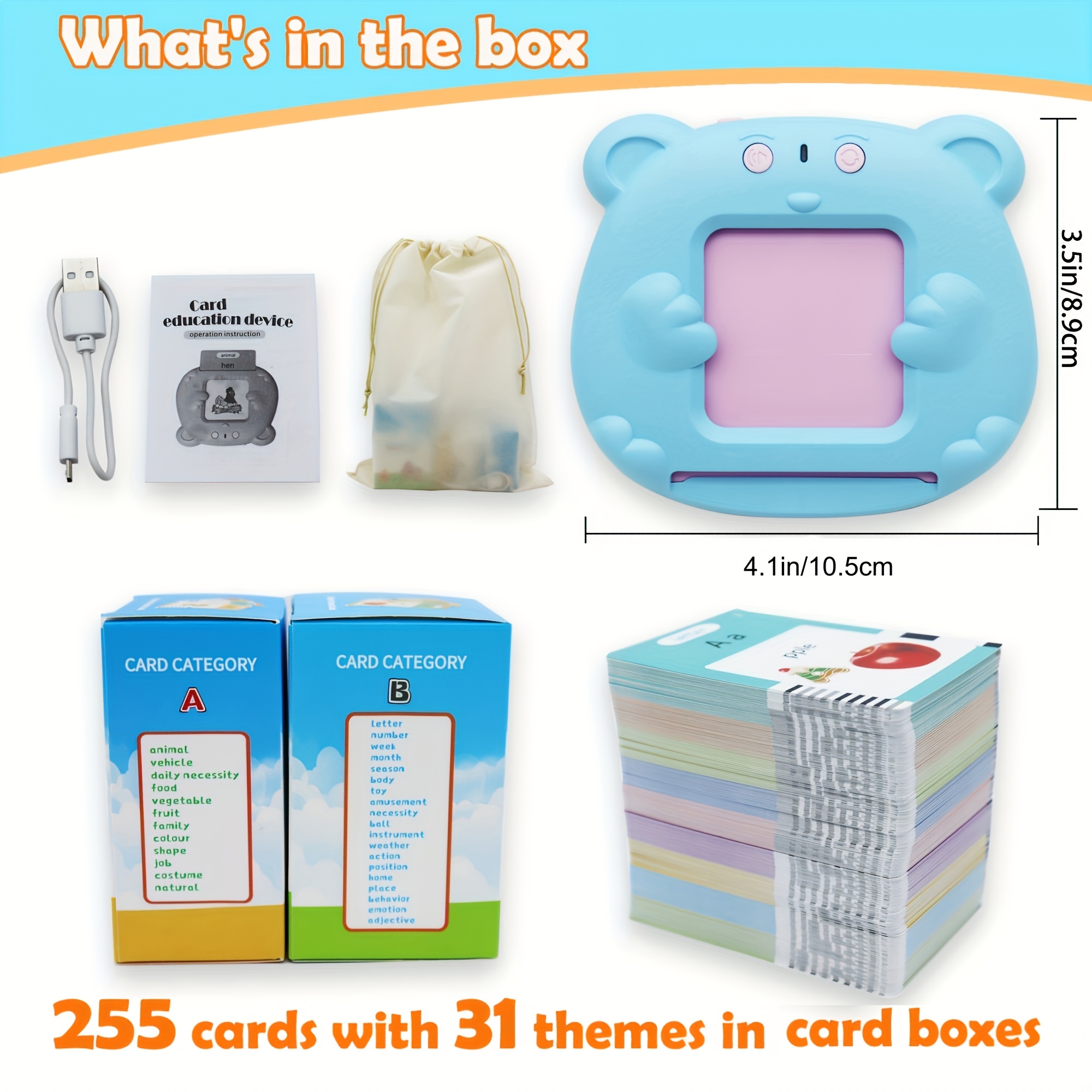 Image of 255 Cards 510 Words English Alphabet Talking Flash Cards, Pocket Speech Interactive Toys For Boys And Girls, Christmas Birthday Gifts For Kids, Speech Sight Words Toys