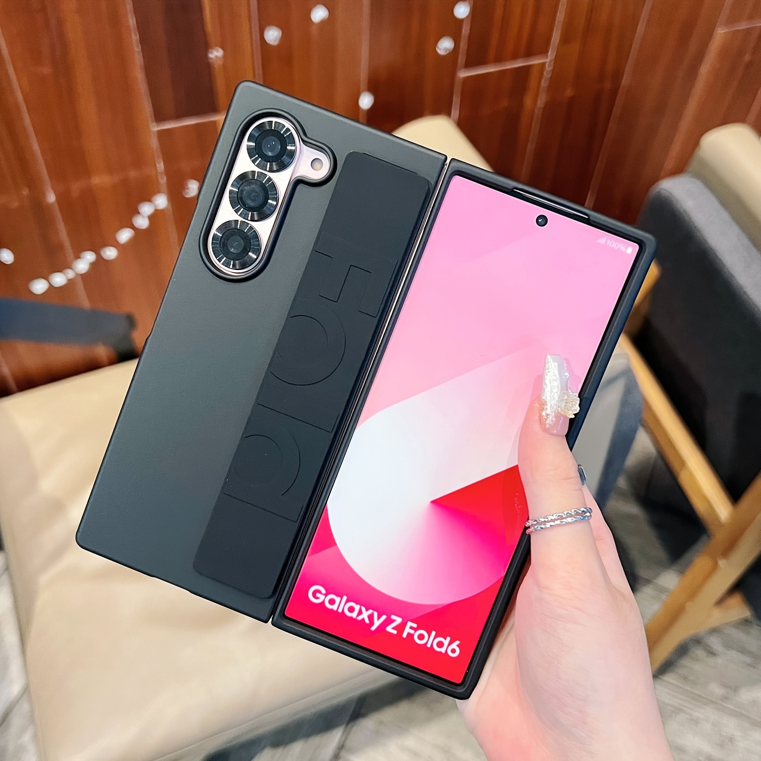 TEMU Phone Case - Folding Wristband Phone Case, Suitable For Galaxy Z Fold 8/8 Ultra/7/6/5 Creative Wristband Folding Phone Case Z Fold 4/3, Black,