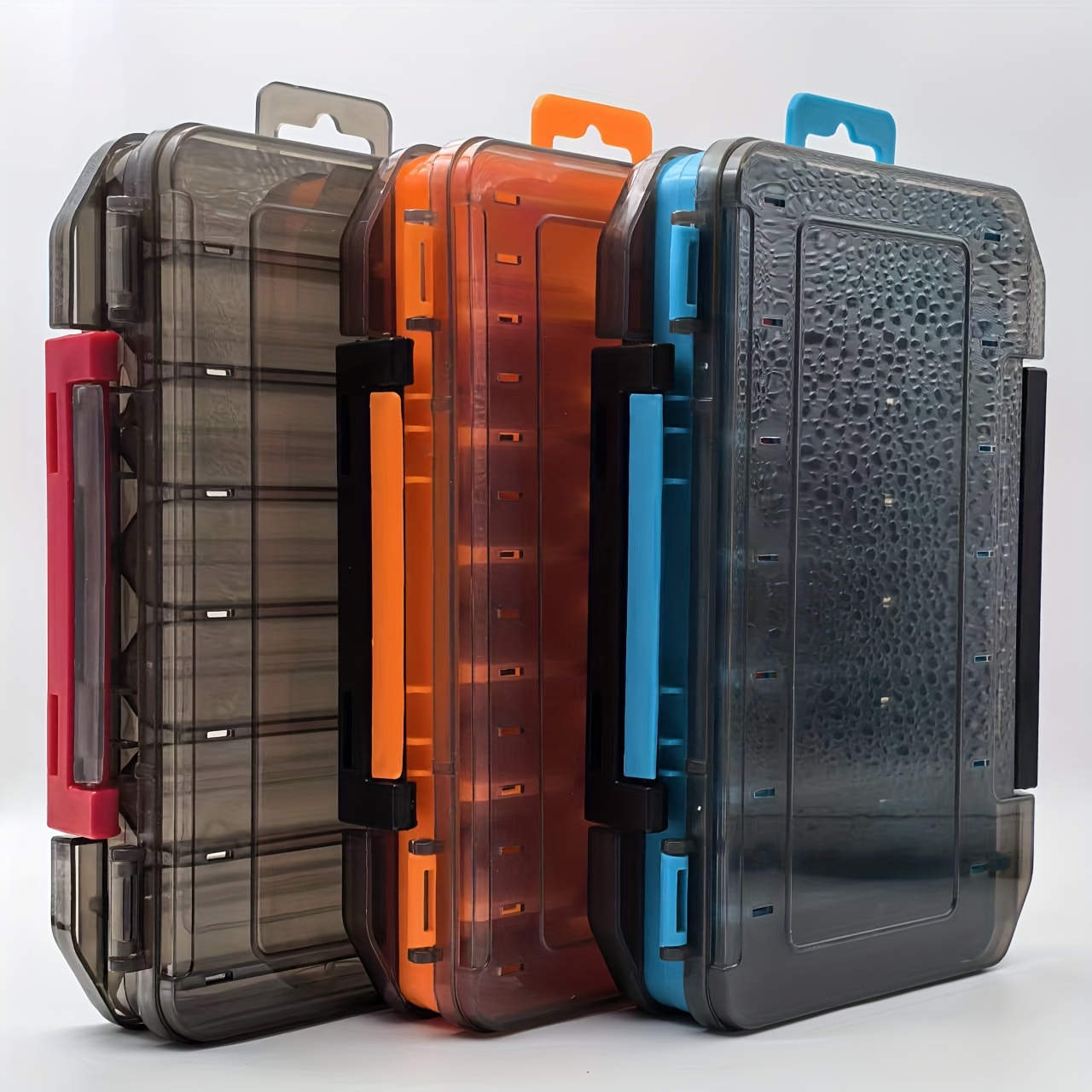 Image of 3pcs Double-sided Tackle Boxes, 14 Cells Lure Bait Storage Case, Fishing Tool Accessories
