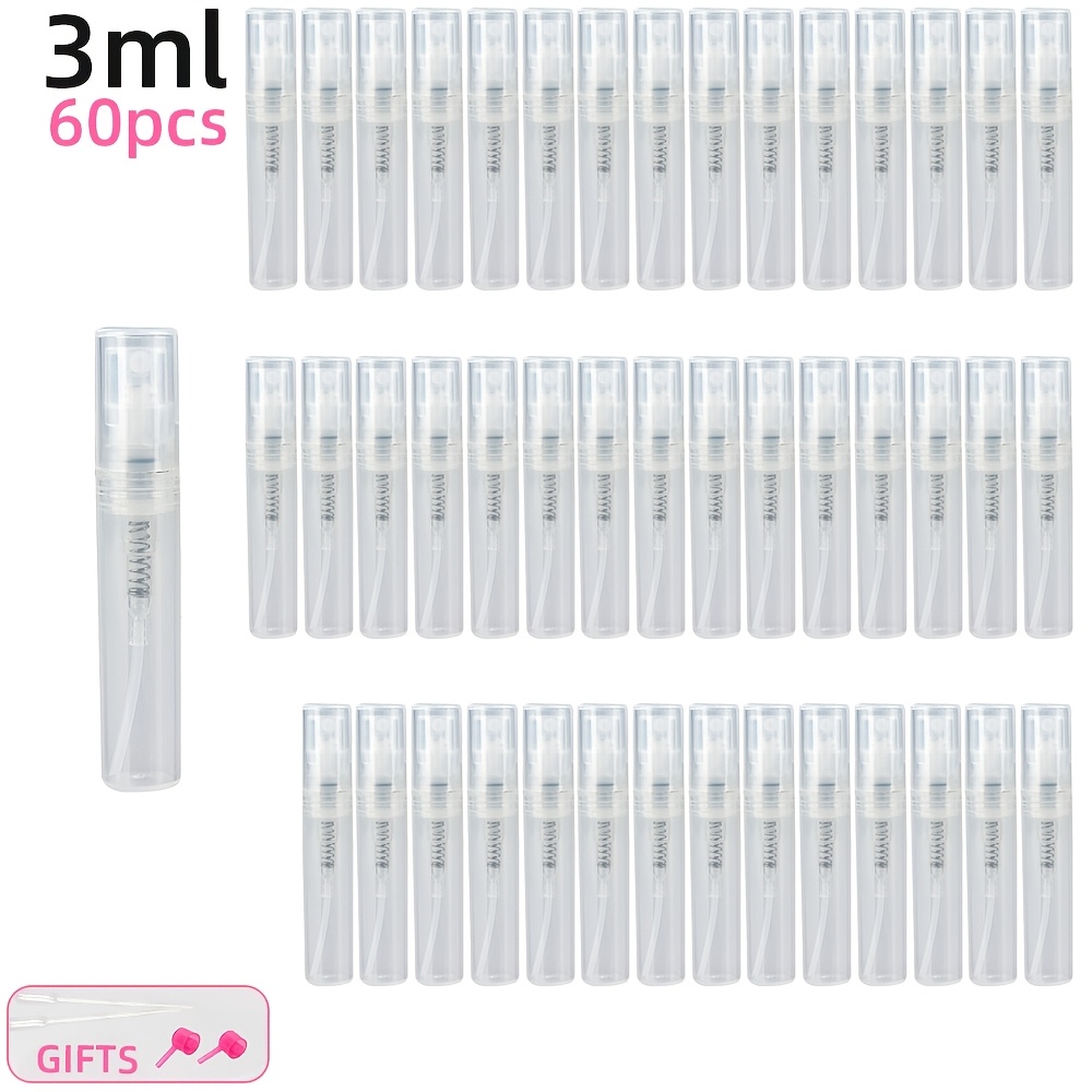 TEMU 60pcs/2ml 3ml 5ml Perfume Bottles, Plastic Spray Atomizer Bottles, Lightweight And Portable, Mini Disposable Bottles, Suitable For: Perfume, ,