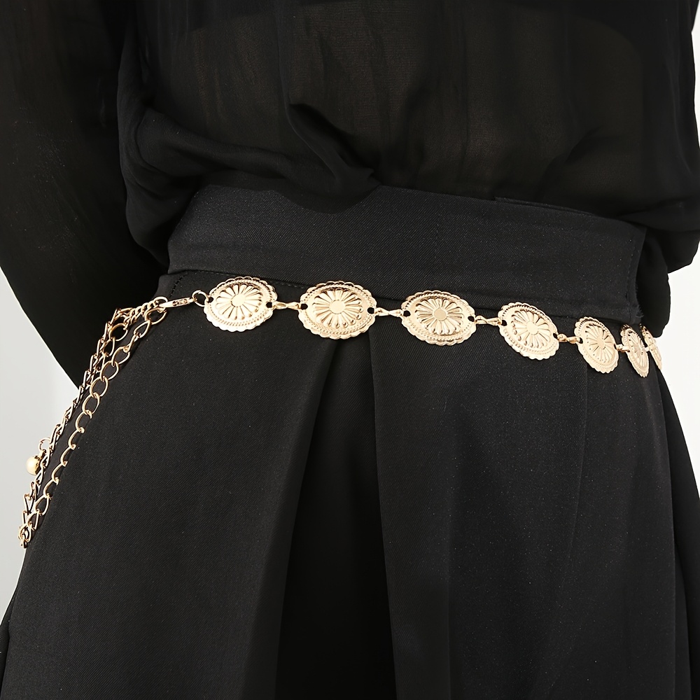 metal belt for dress WHIPPY Durable Zinc Alloy Women's Waist Chain Belt, Adjustable Western Belt for Jeans Dress