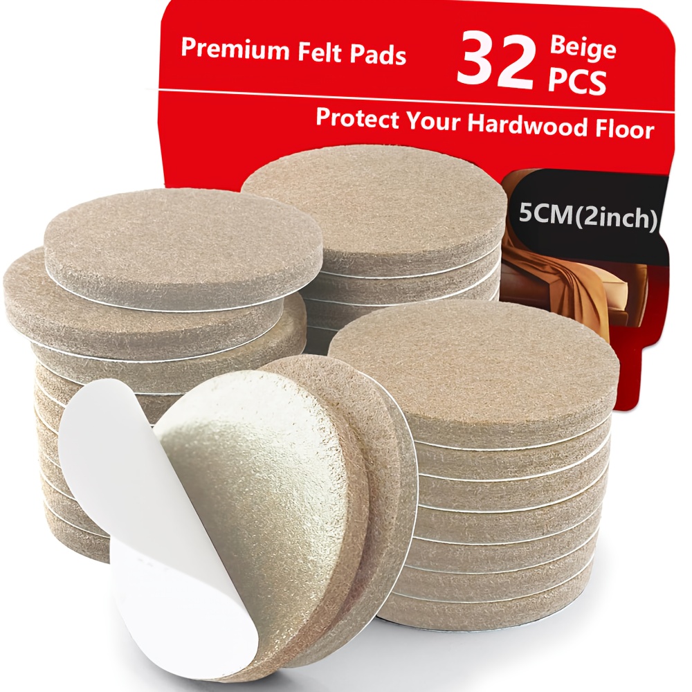 TEMU Almohadillas de fieltro para muebles - 32 piezas de 2" - Protectores de piso de fieltro - Almohadillas de fieltro para sillas - Almohadillas de