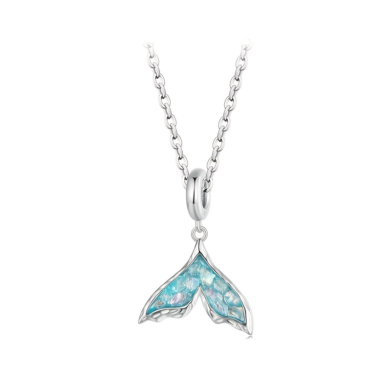 Women's Ocean-Themed Iridescent Fishtail Pendant Necklace