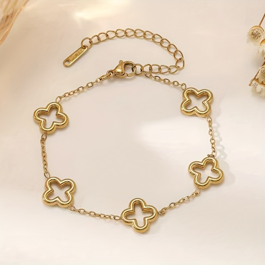 Women's 18K Gold Plated Four Leaf Clover Bracelet — Lucky Gift