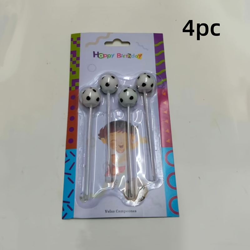 Image of 4pcs Football Wax Candles Suitable For - Parties, Soccer Game Decorations - Short-burning -themed Candles With Glowing Flame Celebrations