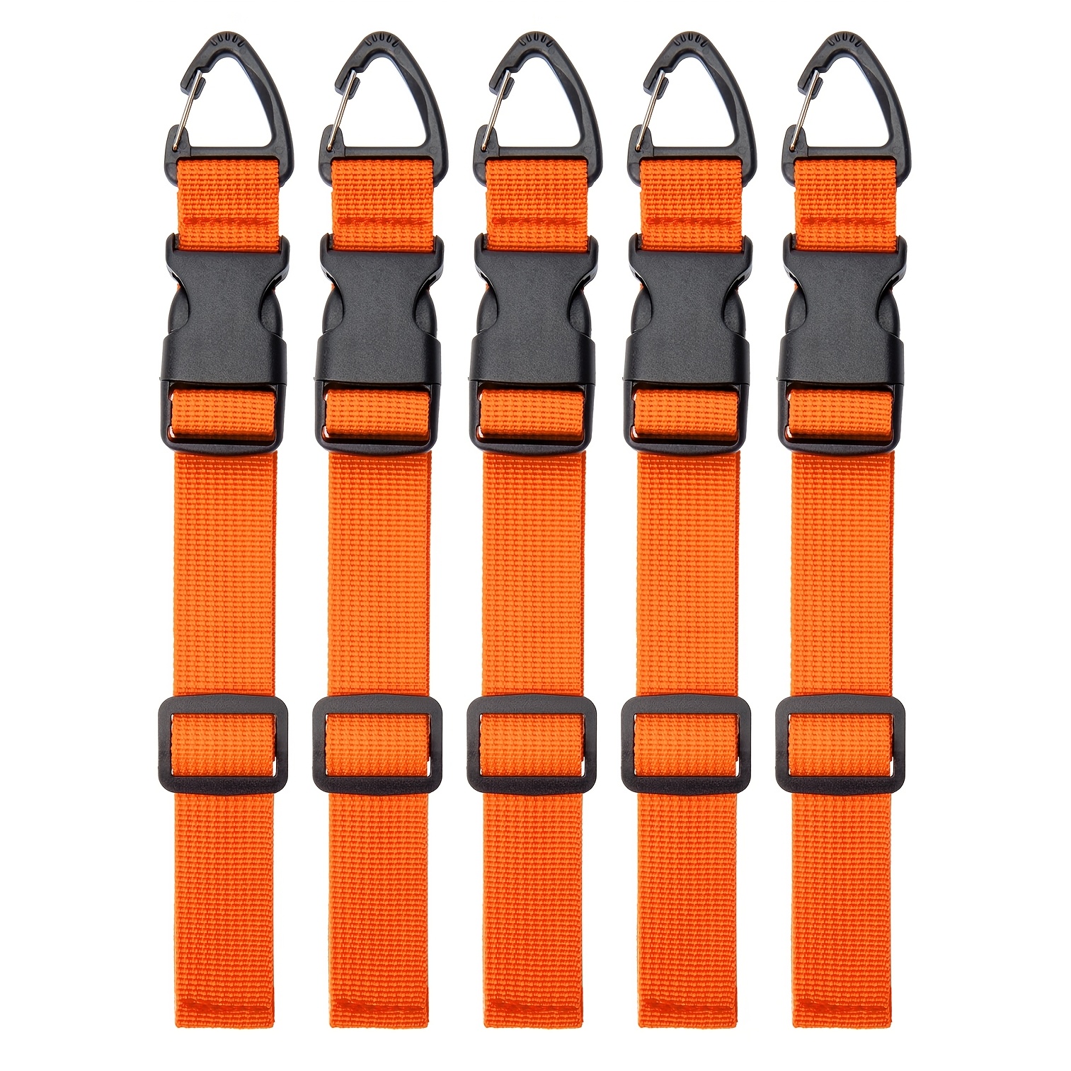 TEMU Lot de 5/8 Organisateur d'extension orange réglable de 17,72 pouces avec 3 mousquetons - Sangles de gestion robustes en polypropylène pour de