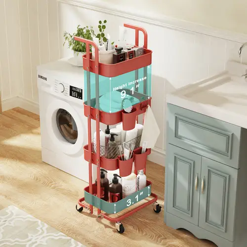 4 tier foldable rolling cart metal utility cart with lockable wheels christmas decorations folding storage trolley for living room kitchen bathroom bedroom and office fold