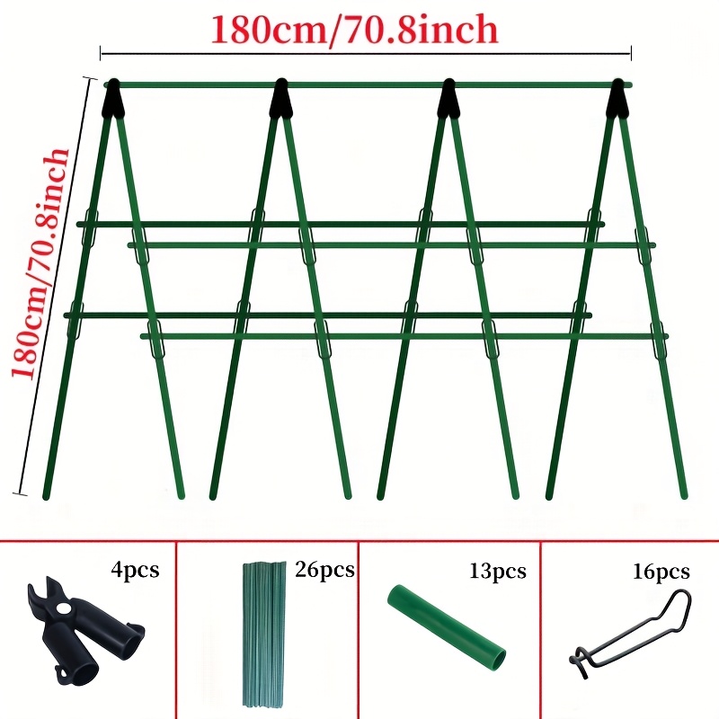Image of Durable Garden Plant Support Pile Set, Height 70 * Width 70 Inches/1 Set Of Metal And Plastic Climbing Plant Shelves - Reusable, Used To Support Tomatoes, Flowers, And Vines In Outdoor Gardens