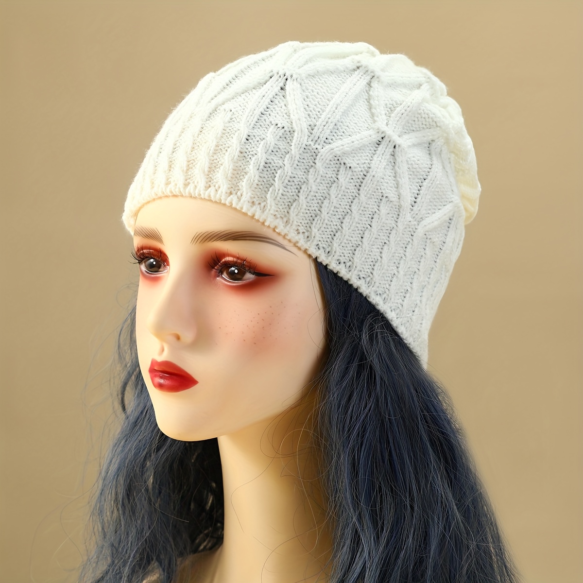 Unisex Single-Layer Cable Beanie, Windproof Ear-Protecting Hat