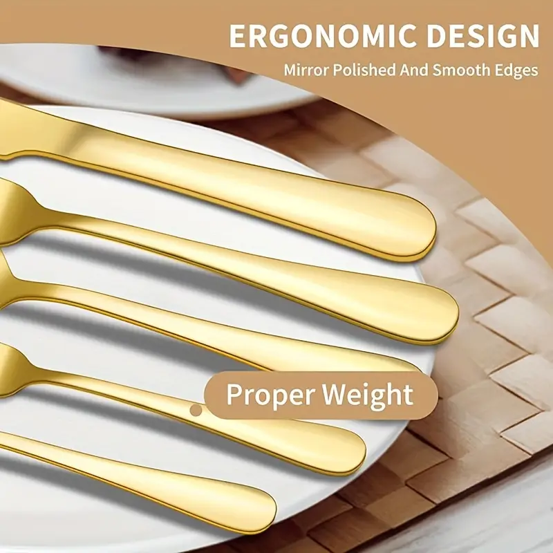 30pcs golden stainless steel silverware with gift box set 6 people forks and spoons flatware set polishing exquisite wooden box packaging ideal for business gifts weddings celebrations banquets Product details 4