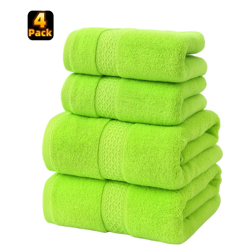 Image of 4pcs Set Of Pure Cotton Plain Jacquard Towels, Bath Towel Set, , Soft, Absorbent, Dry Hair Towel, Cleansing Towel, Body Wrap Towel, Hotel Salon, Spa, , Home Quick Drying Gift Set