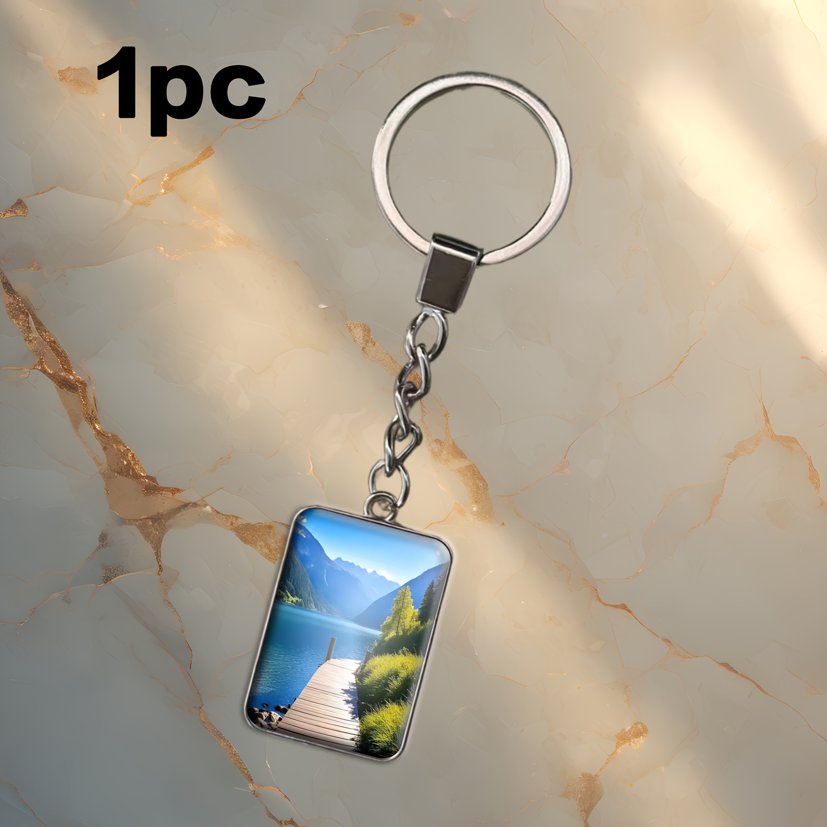 TEMU Portachiavi rettangolare personalizzato a , personalizzazione fai-da-te per catturare momenti bellissimi, come regalo di compleanno, regalo di