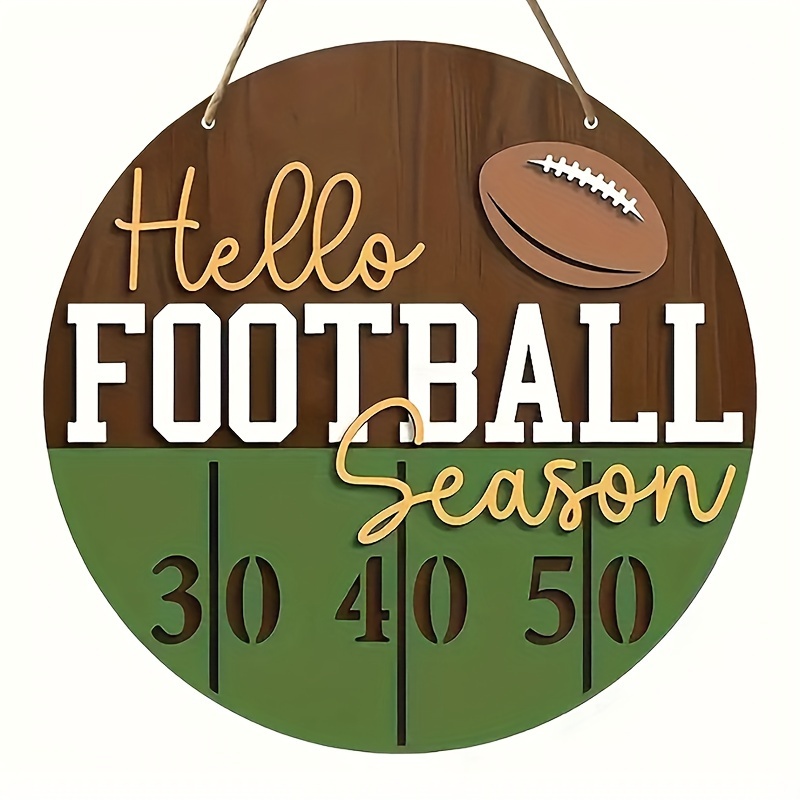 

Rustic American Football Wooden Sign - 7.87" Round Wall Art For Home & Garage Decor, Sports Fans