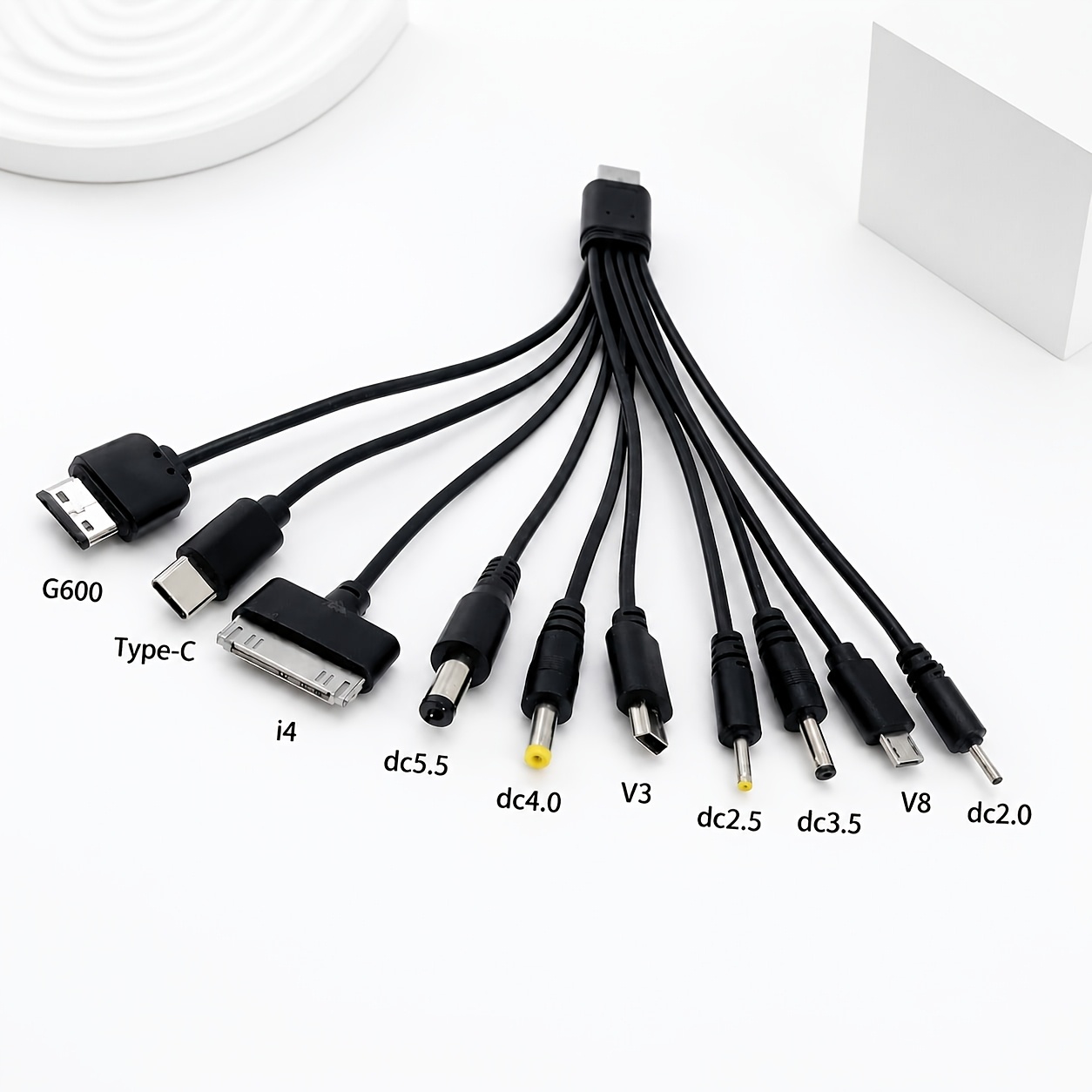 TEMU Universal Usb Power Charging Cable For Speaker Tablet Phone Type-c Micro Usb Multi Adapter Cable 10-in-1 For Old Devices