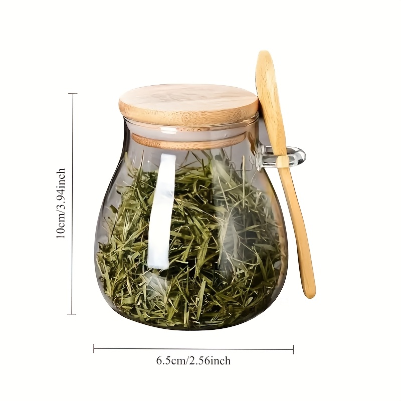 3pcs Set (glass Jar + Lid + Spoon), Ideal For Storing Coffee, Sugar, Tea, Salt, Candies And Spices. Airtight Glass Storage Jar With Spoon, Storage Containers For Home, Restaurants And Food Trucks