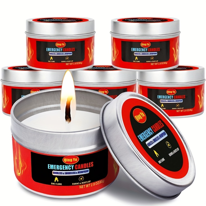 Image of 6pcs Heated Soy Candles Unscented Suitable For Container, Winter, Outdoor Camping Emergency Candles, Emergency Lighting - Great Gift For Father, Boyfriend