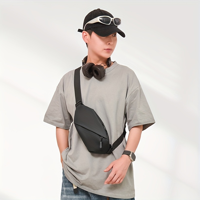 Men's Chest Bag, Minimalist Fashion Casual Solid Color Waist Pack, Women's Casual Sports Crossbody Bag, Lightweight Travel High Quality Fabric, Adjustable Strap Multi-Pocket Outdoor Sling Bag