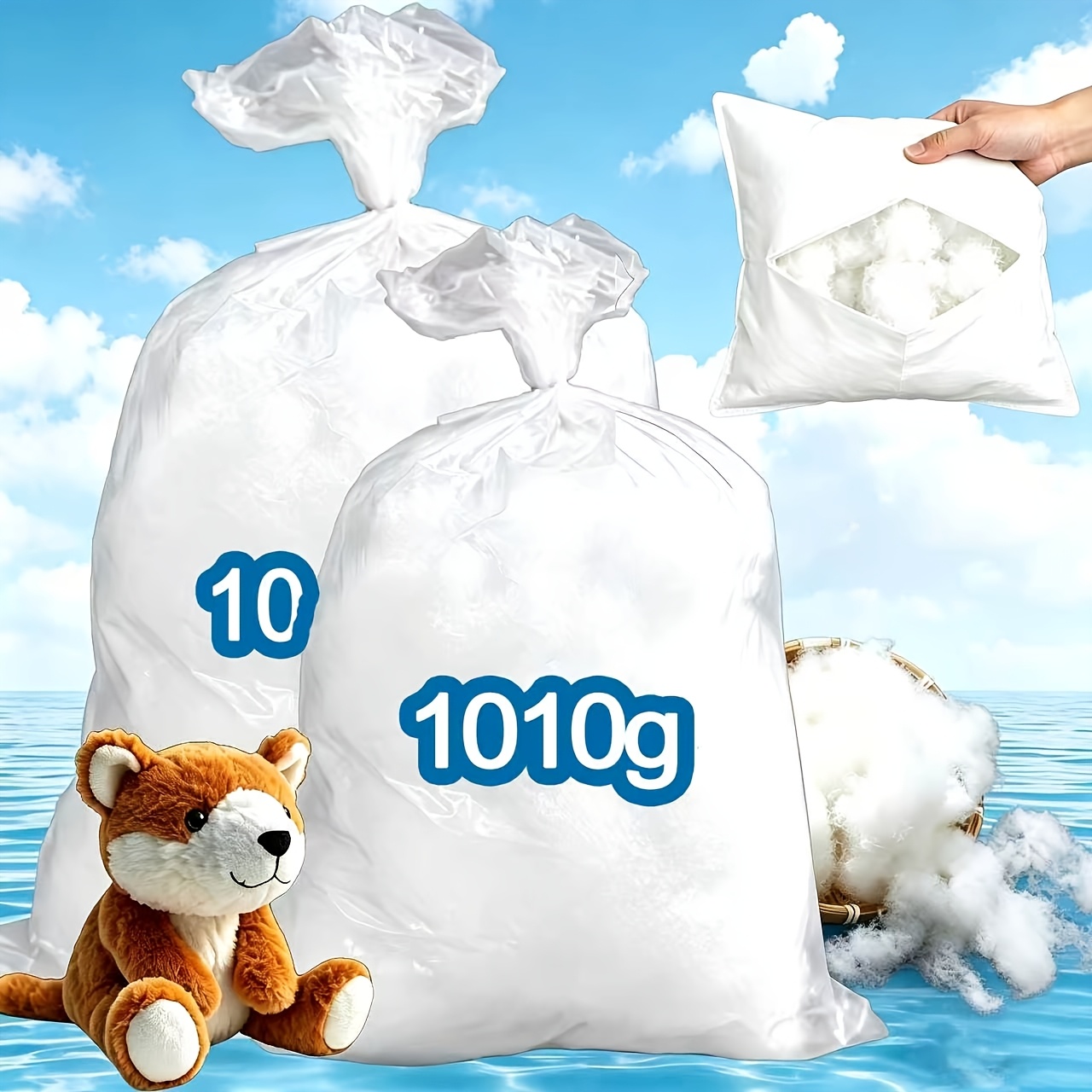 TEMU 1000g High-quality Polyester Fiber Filling, Soft Artificial Snowflake Blanket, Diy Pillow Insert Filling, Suitable For Christmas Decorations,