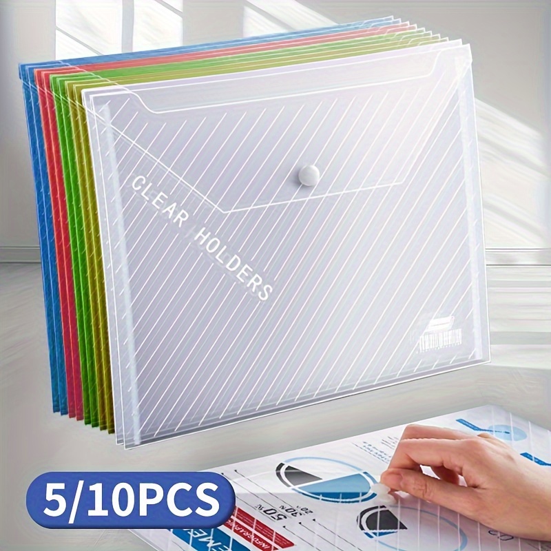 

5 /10pcs, A4 Size Clear Closed Plastic Folder Files - School And Office Organizations