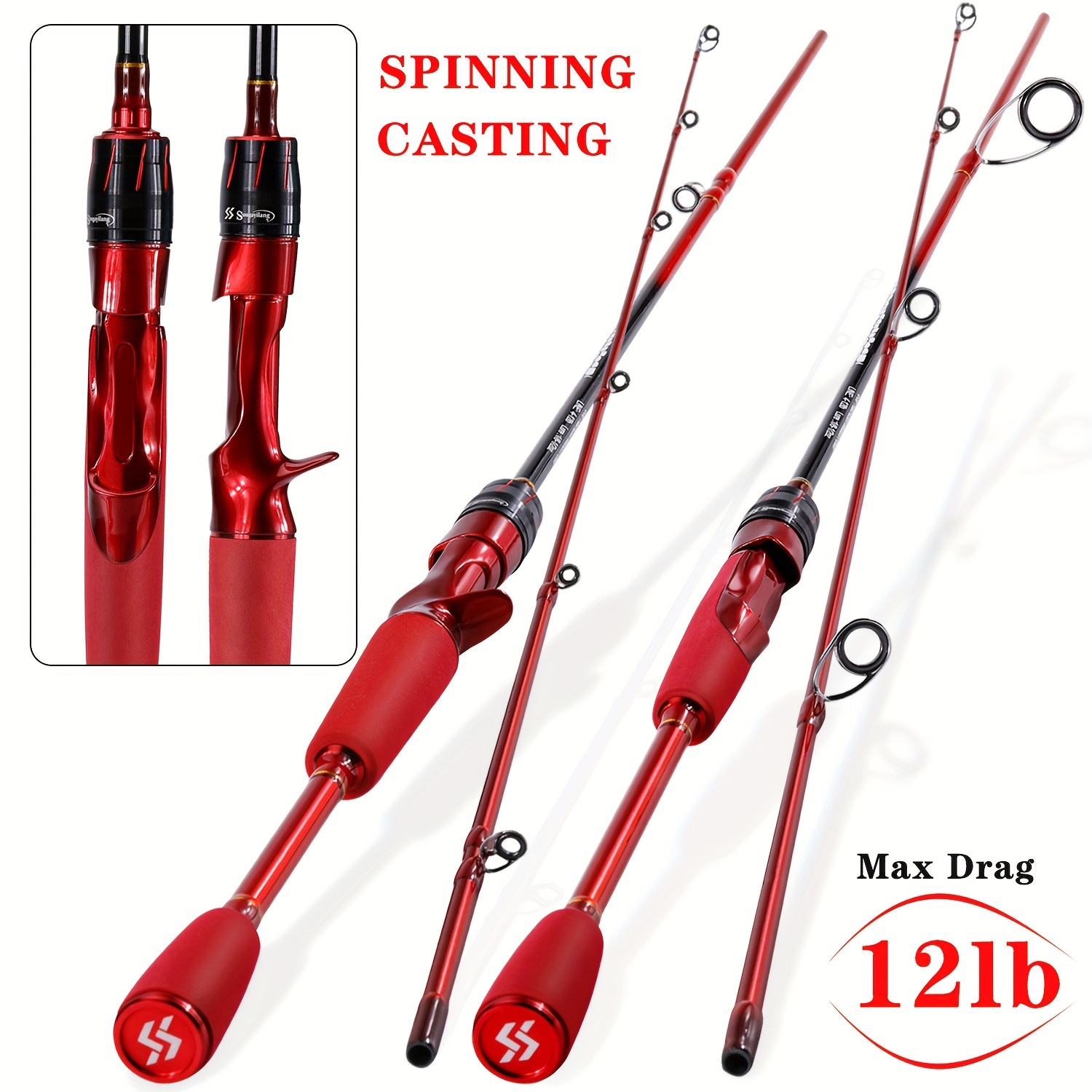 Spinning/casting Medium Power M Fishing Rod Lure Wt Line Wt - Temu