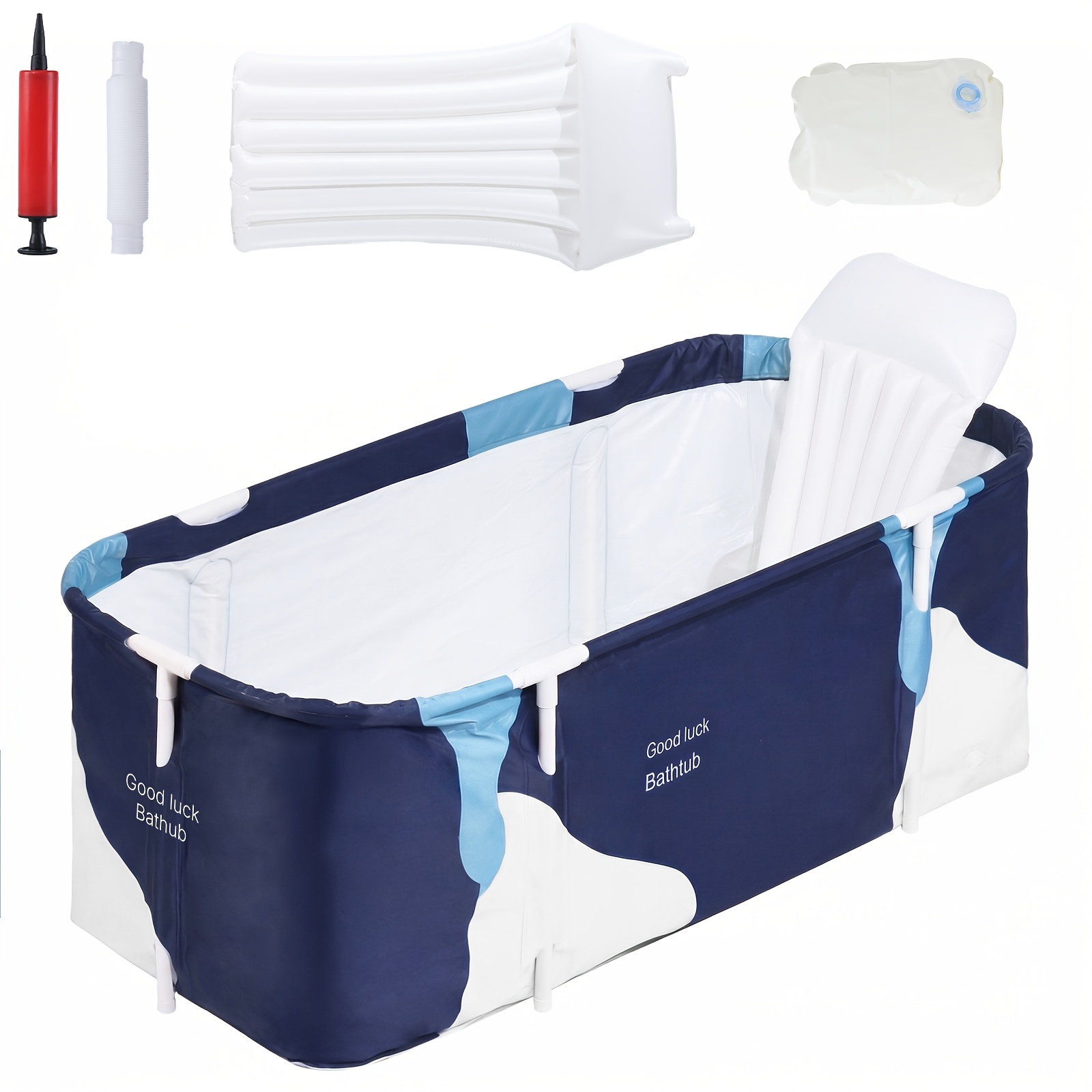 Image of Household 1.4m Foldable Bathtub, Non-slip And Heightened Water Isolation Edge, Easy Clean Convenient Drainage, Suitable For Adult Bathing And Pet Dog Daily Cleaning