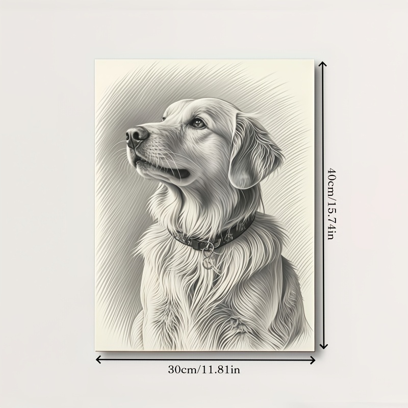 TEMU 1 Customized Pet Black And White Sketch, Frameless/framed Canvas Poster, Sketch Art Decoration Painting, Suitable For Home Decoration, Perfect