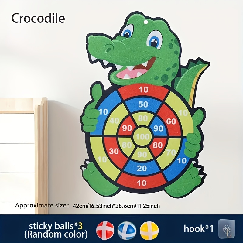 TEMU Kids Crocodile Sticky Dartboard Set, Safe Indoor Game Toy With Sticky Balls, Great Gift For Children Ball Random