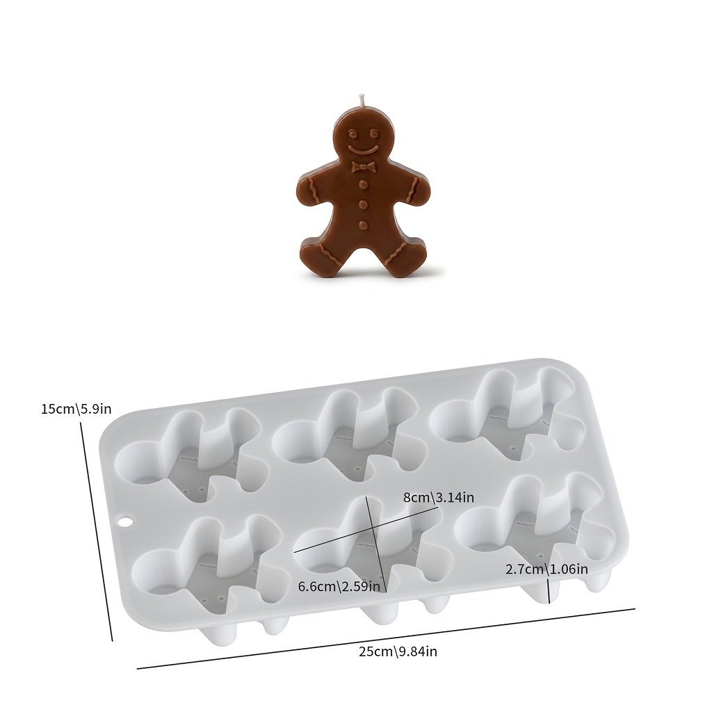 TEMU Moule DNEJIU à 6 cavités pour bougies et cire de bonshomme en pain d'épices, adapté aux loisirs créatifs de Noël, moule en silicone avec