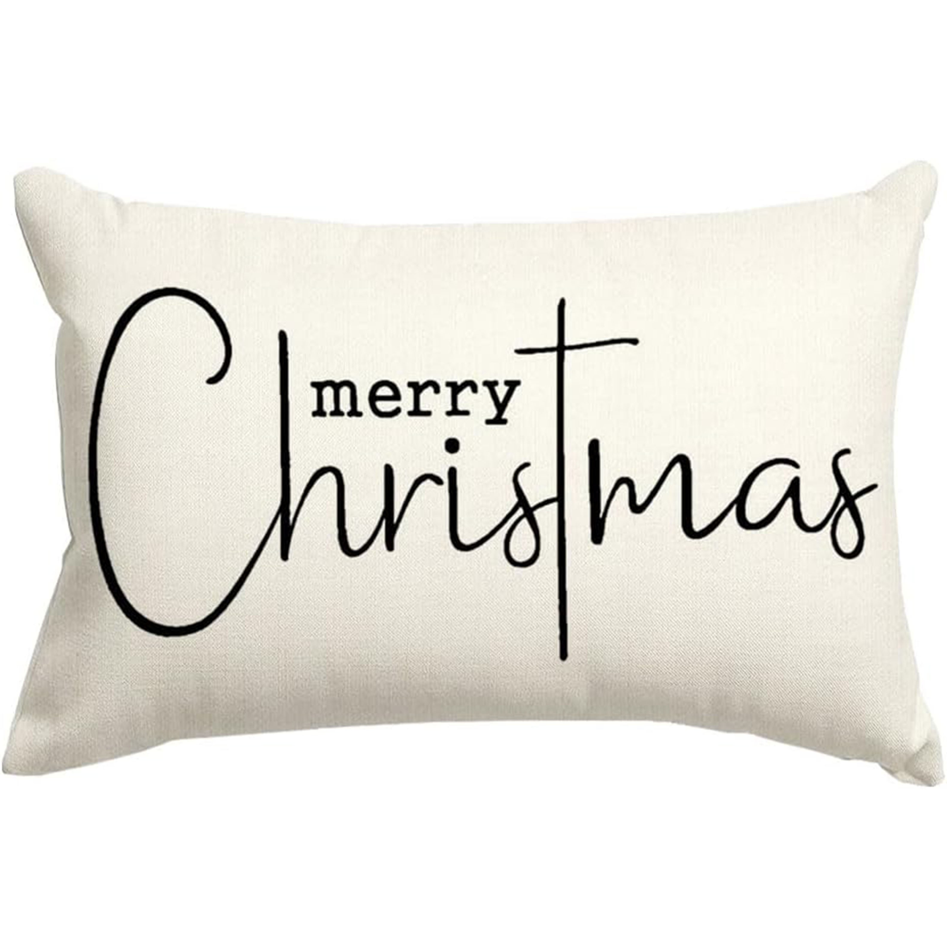 Image of 1pc, Christmas Pillow Covers 12x20 Inch,merry Christmas Saying Decorations Winter Decorative Throw Pillow Cases,farmhouse Holiday Xmas Lumbar Cushion Covers For Couch(single Sided, No Pillow Core)