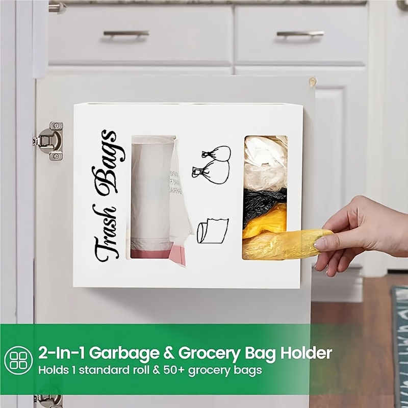   2 in 1 trash bag tissue holder organizer wall mounted or desktop storage box with dual compartments durable wooden kitchen organizer for countertop bathroom   saving home storage solution Product details 1