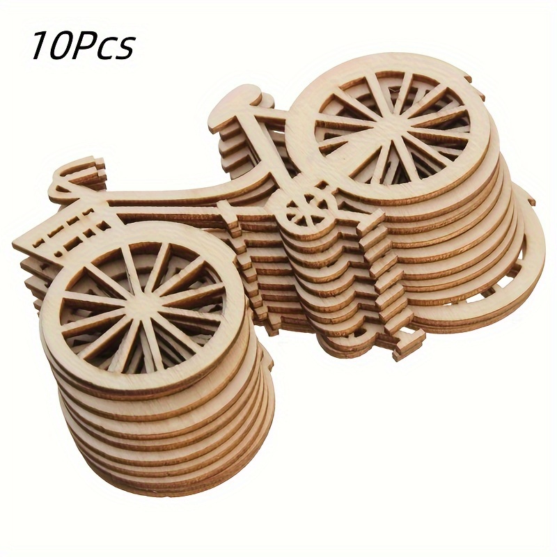 

10pcs Wooden Bicycle Decoration, Diy Hand- Home Holiday Accessories, Diy Wooden Craft