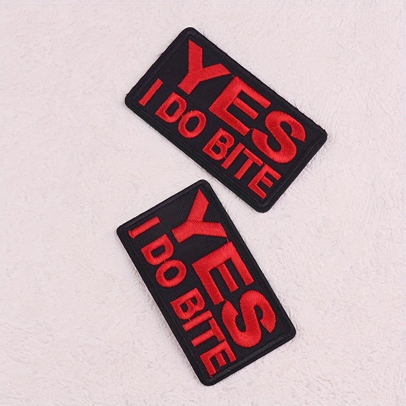 

Art Fabric Embroidered Patches - 2pcs " Bite" Iron-on Clothing Patches, No Sew Decorative Appliques For Diy Apparel & Accessories, Seasonal Decor Without Electricity, Featherless