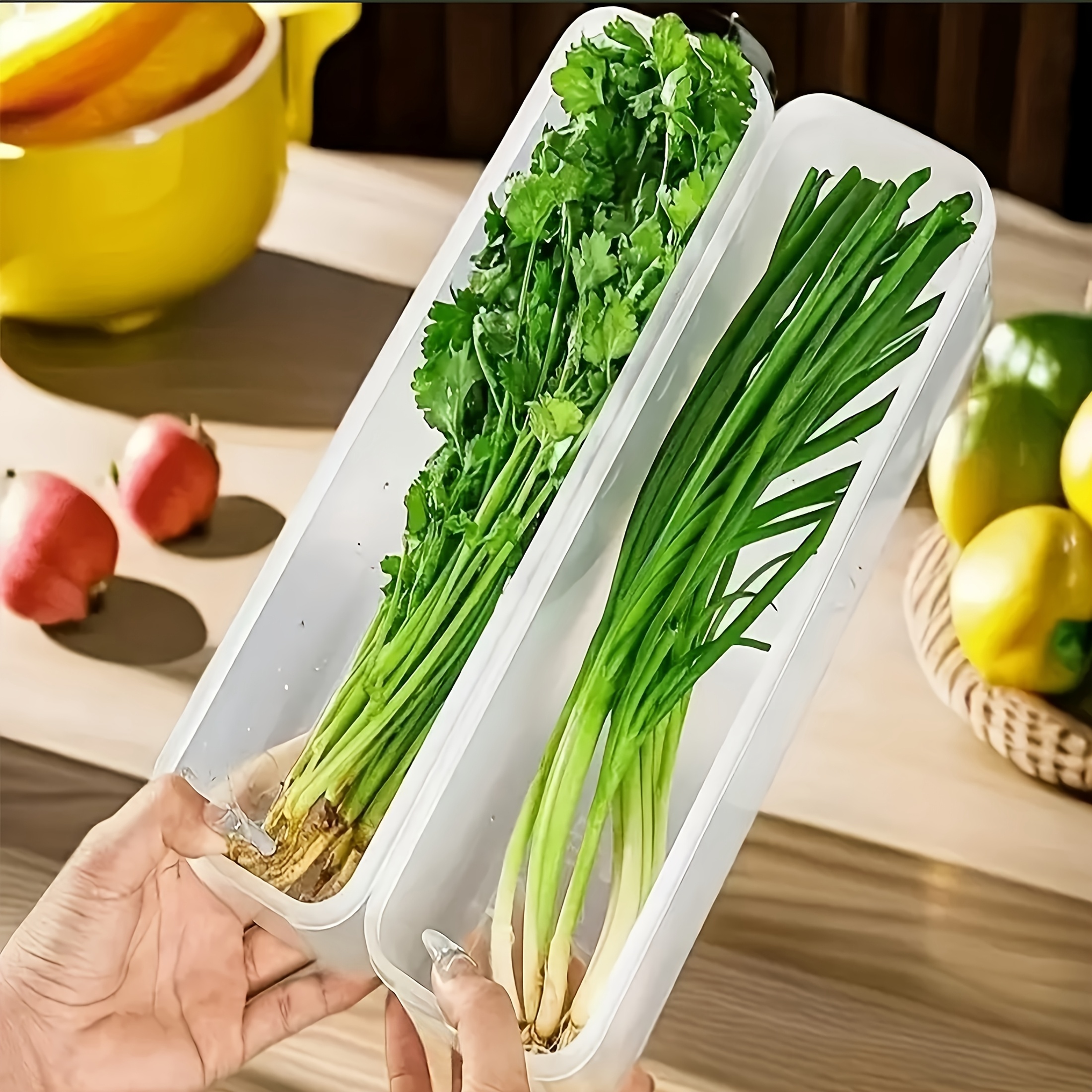 

2/4pcs Rectangular Food Storage Containers With , Reusable Plastic Refrigerator Organizer For , , , Garlic, Pasta, Eggs - Hand Wash Kitchen , Pantry Organizers And Storage