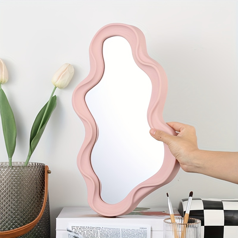 

Wave Cloud-shaped Irregular Tabletop Vanity Mirror, Decorative Desk/wall-mounted Makeup Mirror For Home, Bathroom, Bedroom Decor