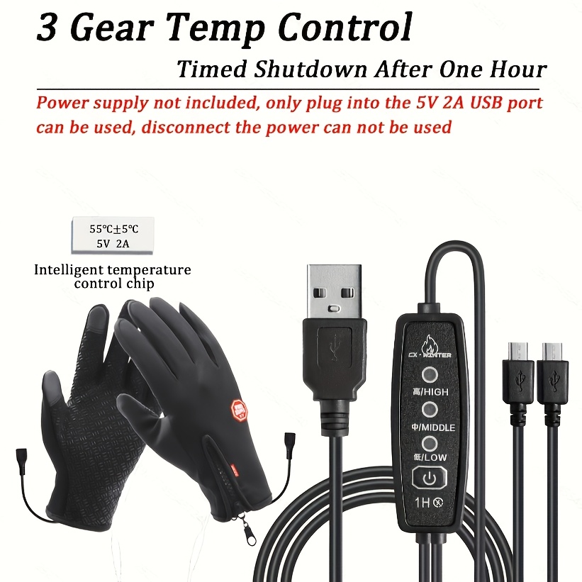 Usb Electric Heating Gloves, Winter Gloves, Touchscreen Gloves, Dual-sided Heating, Intelligent Temperature Control - For Your Boyfriend On Valentine's Day, Without Battery