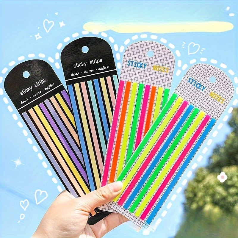 

160pcs Morandi Series And Fluorescent Semi-transparent Marking Stickers, 8 Colors Long Strip Semi-transparent Marking Notes, Suitable For Office, Teaching Marking And