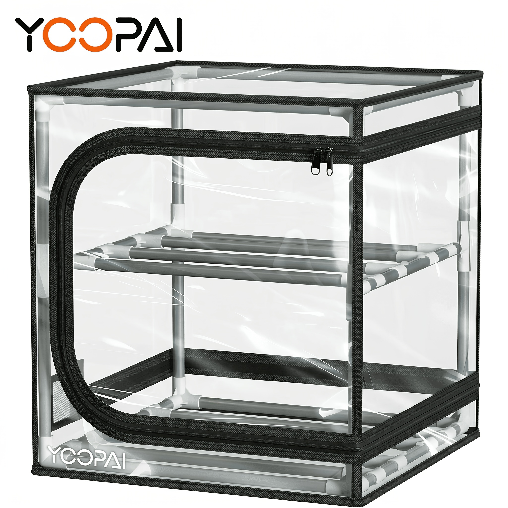 TEMU Yoopai Filament Storage Enclosure, Holds 10rolls/20 Rolls (pla, Abs, Petg, Tpu), 2-tier Metal Shelf With Transparent Cover & Desiccant, Airtight