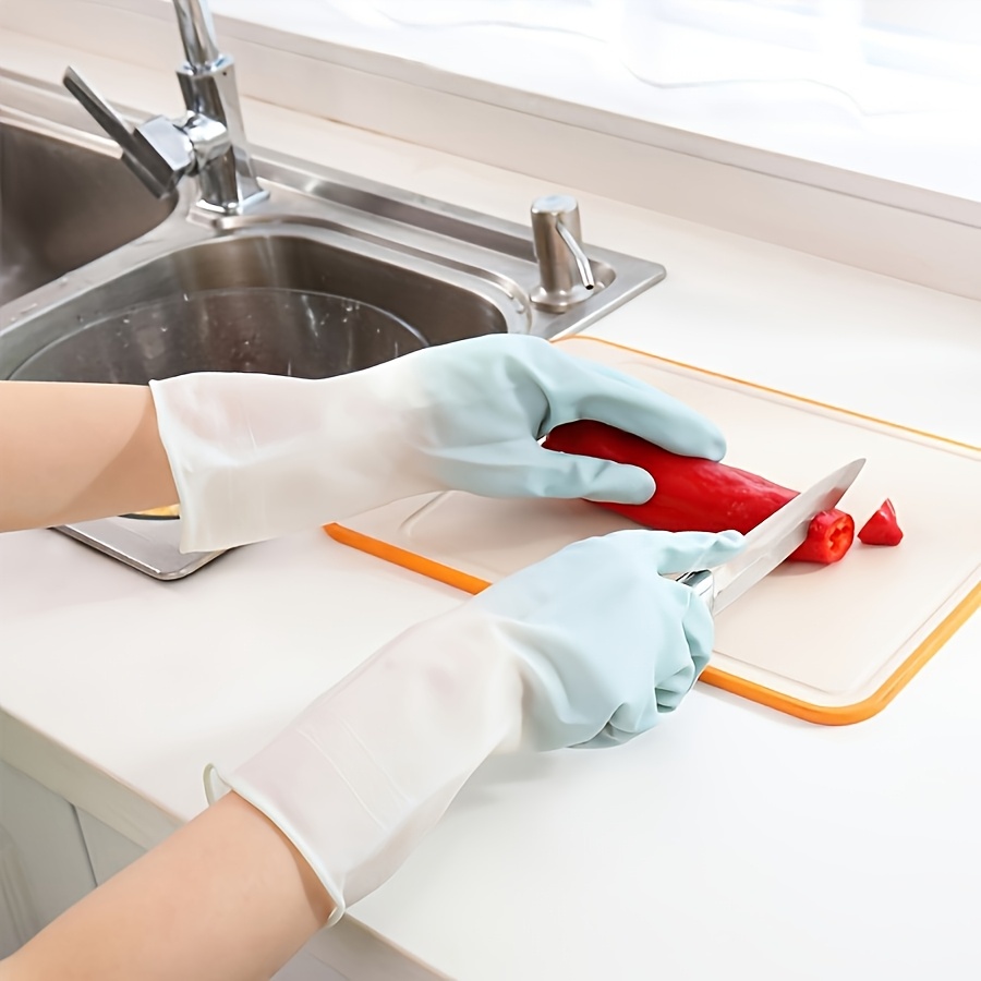 a pair of premium waterproof kitchen dishwashing gloves, designed for non-slip household tasks,   laundry gloves, cleaning supplies. details 4