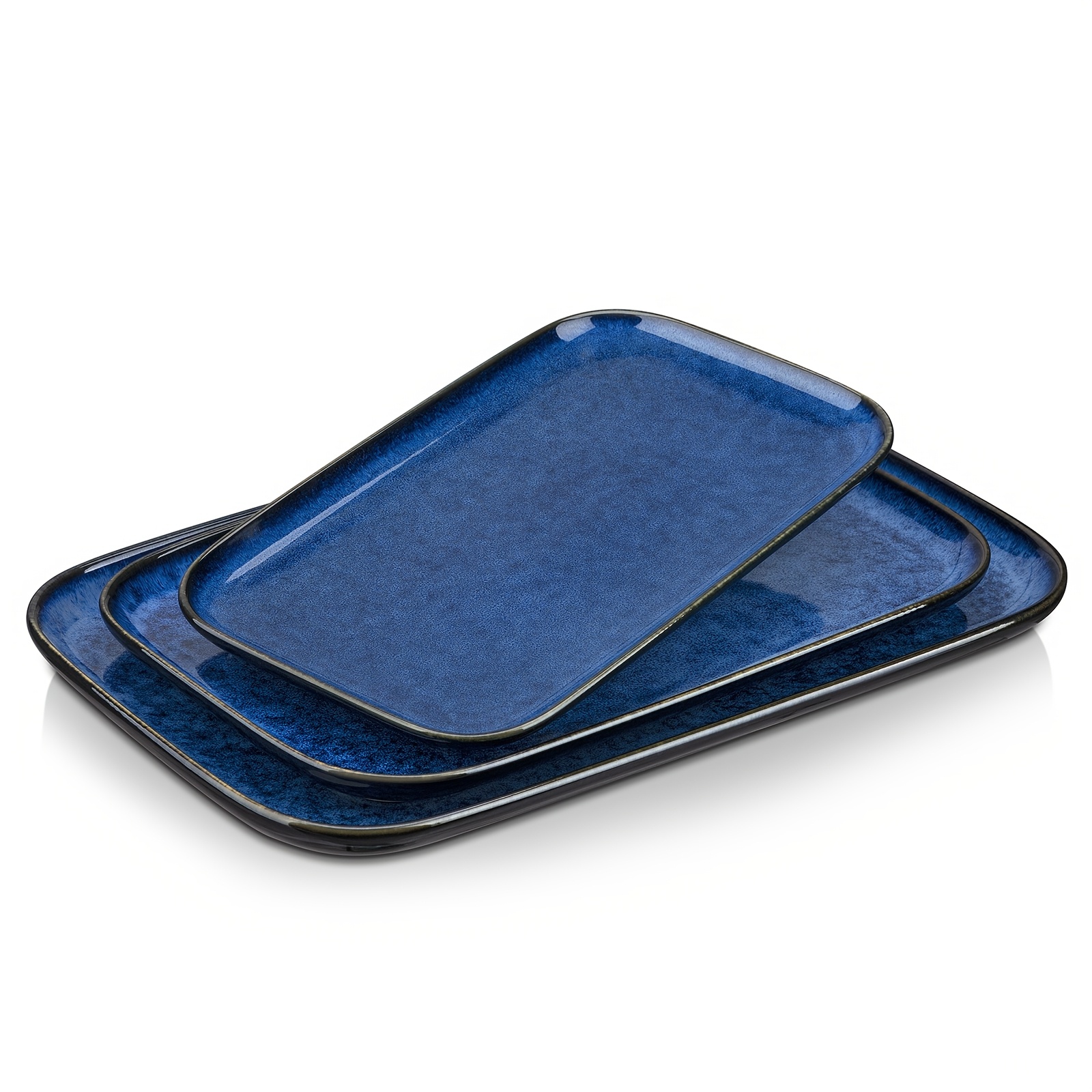 

3 Platters Set Of 3 15/13/ 11 In Rectangular Plates Trays For Entertaining