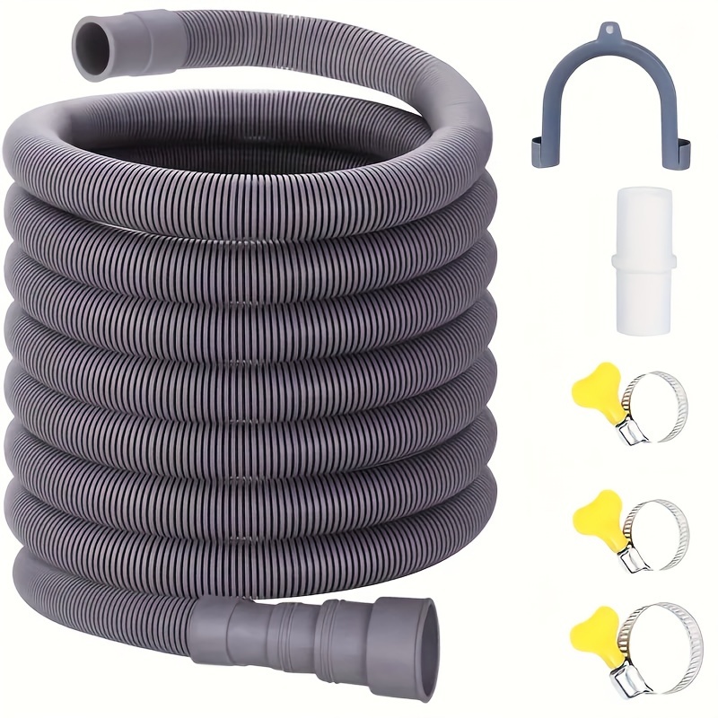 

Complete Washing Machine & Dishwasher Drain Kit - Includes Flexible Hose, Extension Adapter & Clamp Washing Machine Portable