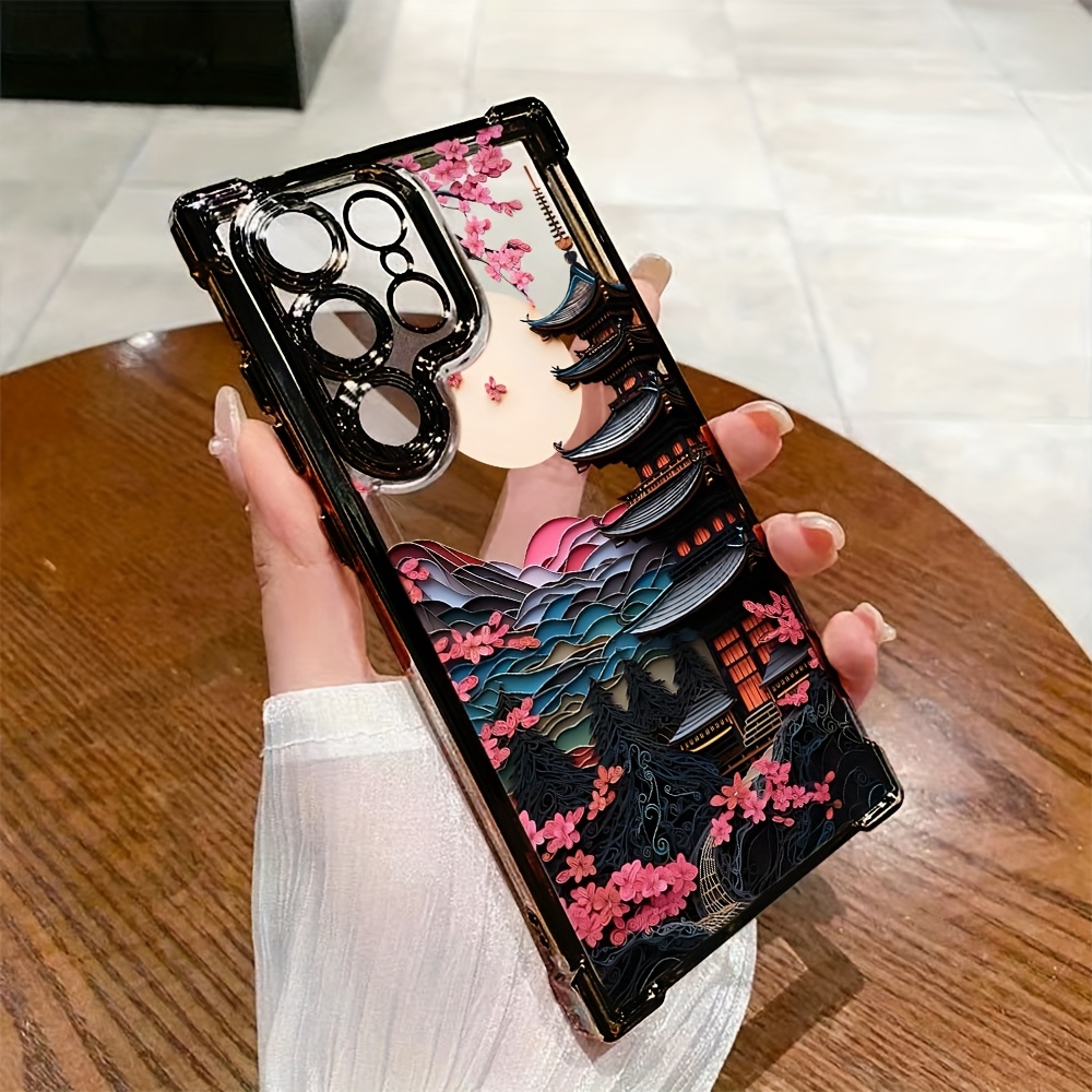 Phone Case - Japanese Ancient House Painting Phone Case For Galaxy S25 S24 S23 S22 S21 Fe 4g 5g Anti-fall Transparent Soft Back Cover