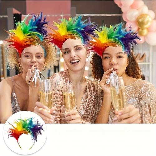 color pointed feather headband with feathers multicolor suitable for halloween carnival costume parties dance performances year round wearable accessory not for everyday