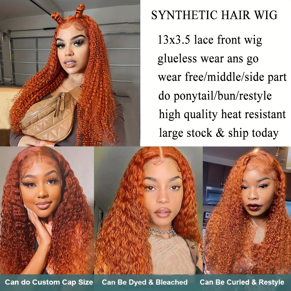 Ginger Orange Long Jerry Curly Wig Deep Wave Wig Lace Wig Temu