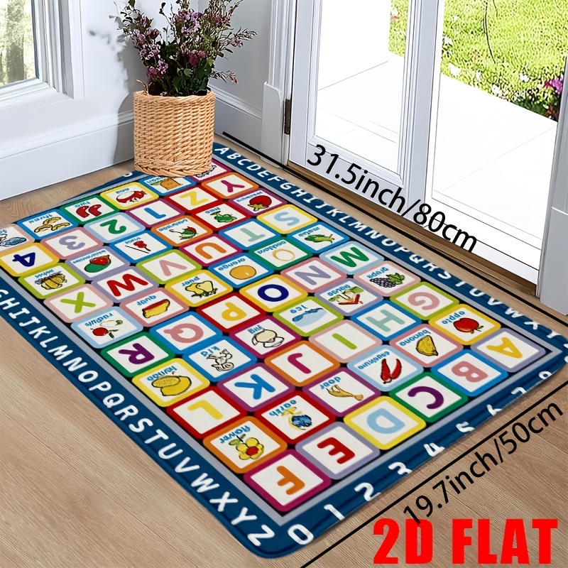 educational alphabet area mat flannel fabric   colorful floral   washable with non slip backing   bedroom game room conference room and more multiple sizes   bedroom decor vibrant design