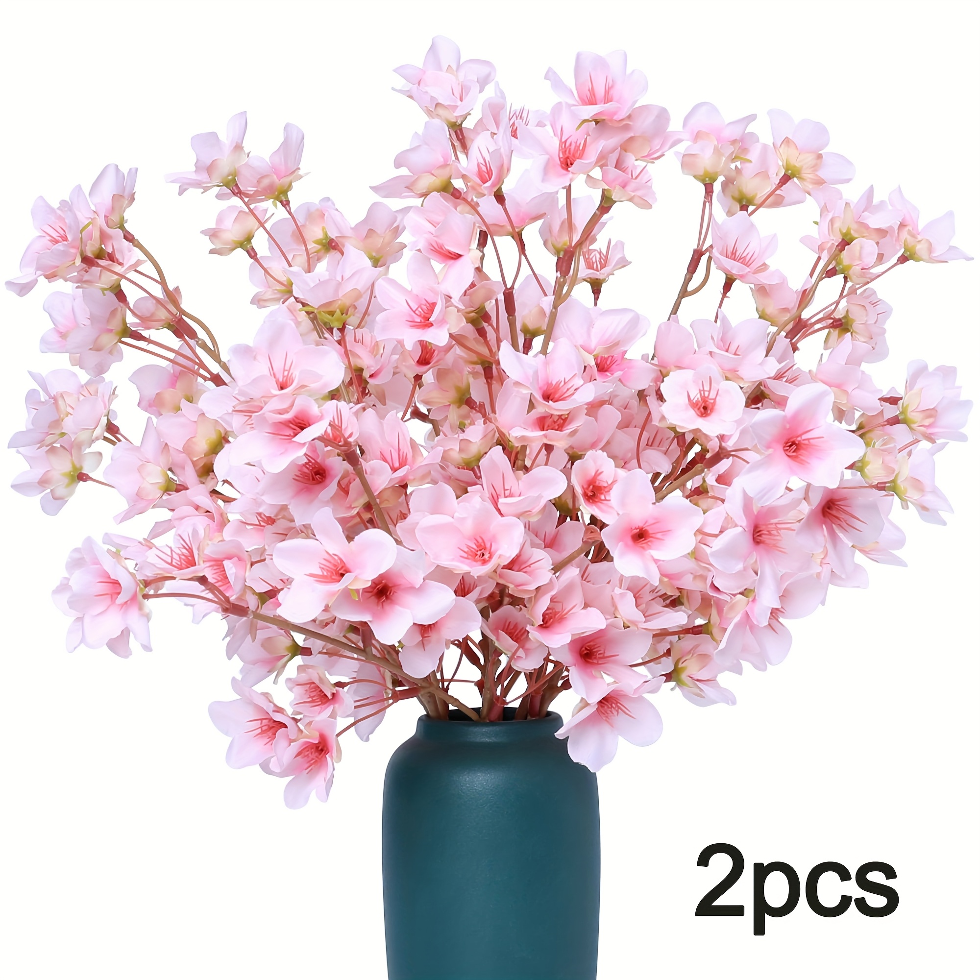 E-shop 2 Stück künstliche Kirschblütenzweige Deko, unechte Blumen, 13,77IN Seiden-Imitationsblumen zur Dekoration, Frühlings-Perlenbouquet, Heim,