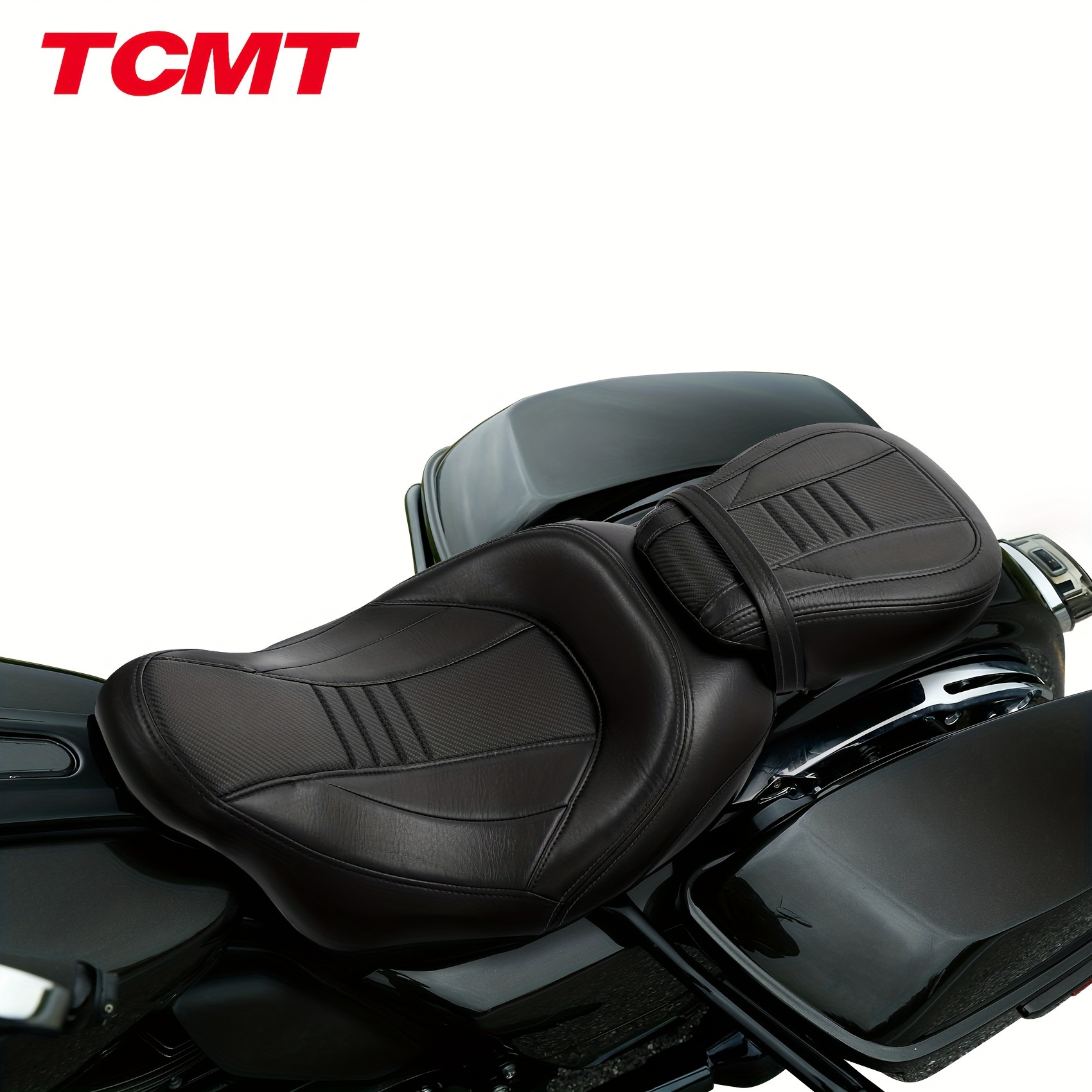 

Tcmt Two-up Motorcycle Seat Fit For Harley Touring 2009-2024 For Street Glide Road Classic Cvo Ultra Driver Passenger