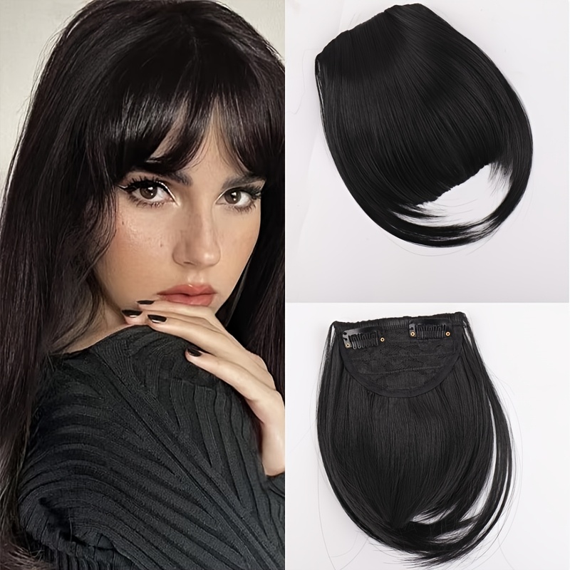 1pc elegant straight synthetic hair extensions air anime bangs for women high temperature fiber invisible clip natural look durable   hair fringe details 5