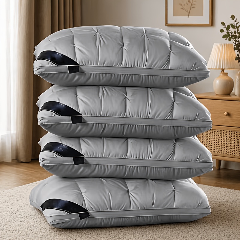 TEMU 4 Pack Hotel Quality Bed Pillows, Queen Size, Plush Support Pillows For Side Sleepers, Soft Breathable Non Collapsible High Fluffy Bed Pillows,