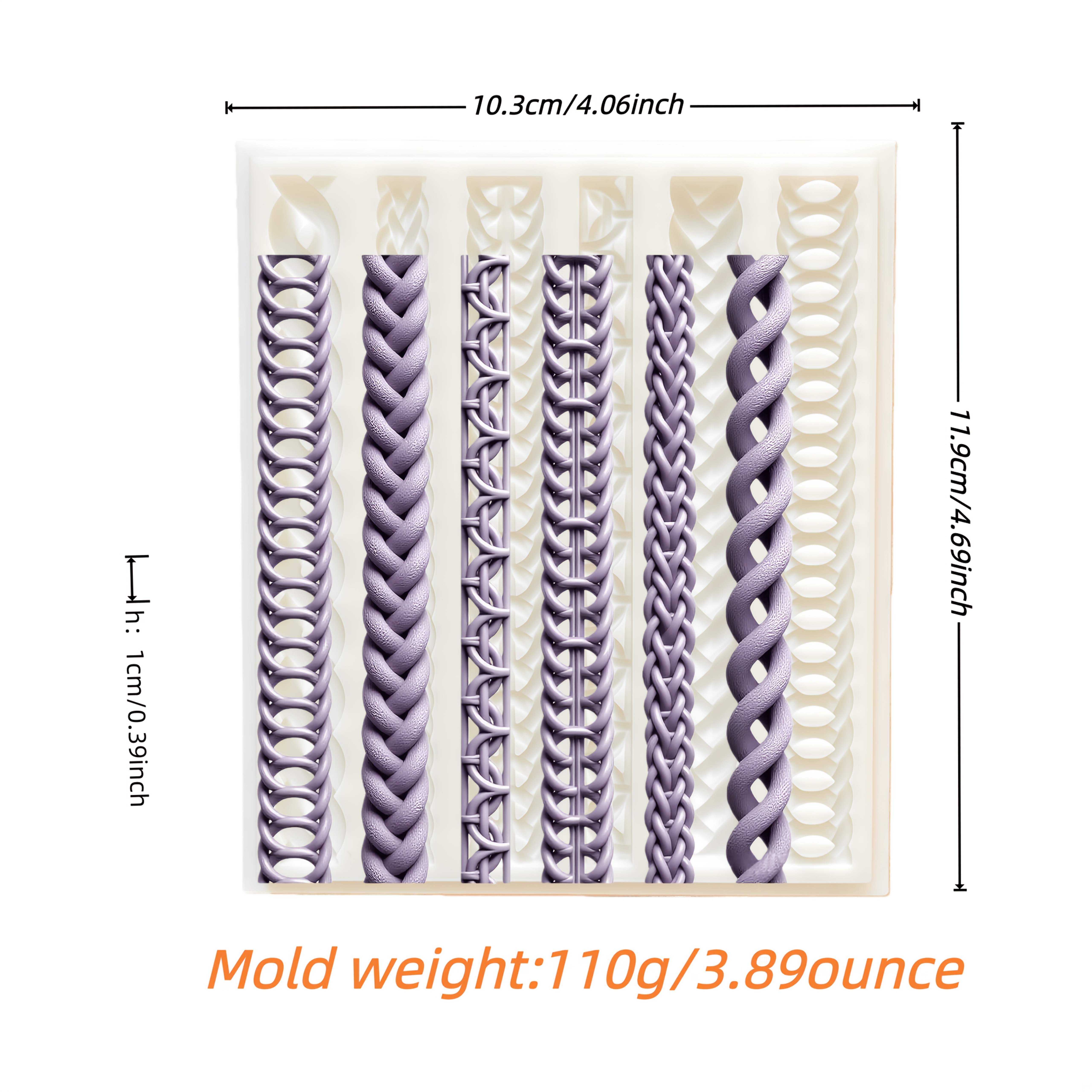 Image of 1pc Woven Textured Silicone Mold With Styles Of Knots, Braids, And Chain Links. Suitable For Decorating Gummies, Chocolates, And Cakes; Kitchen Cookie Baking Mold; And Handcrafting Tool.