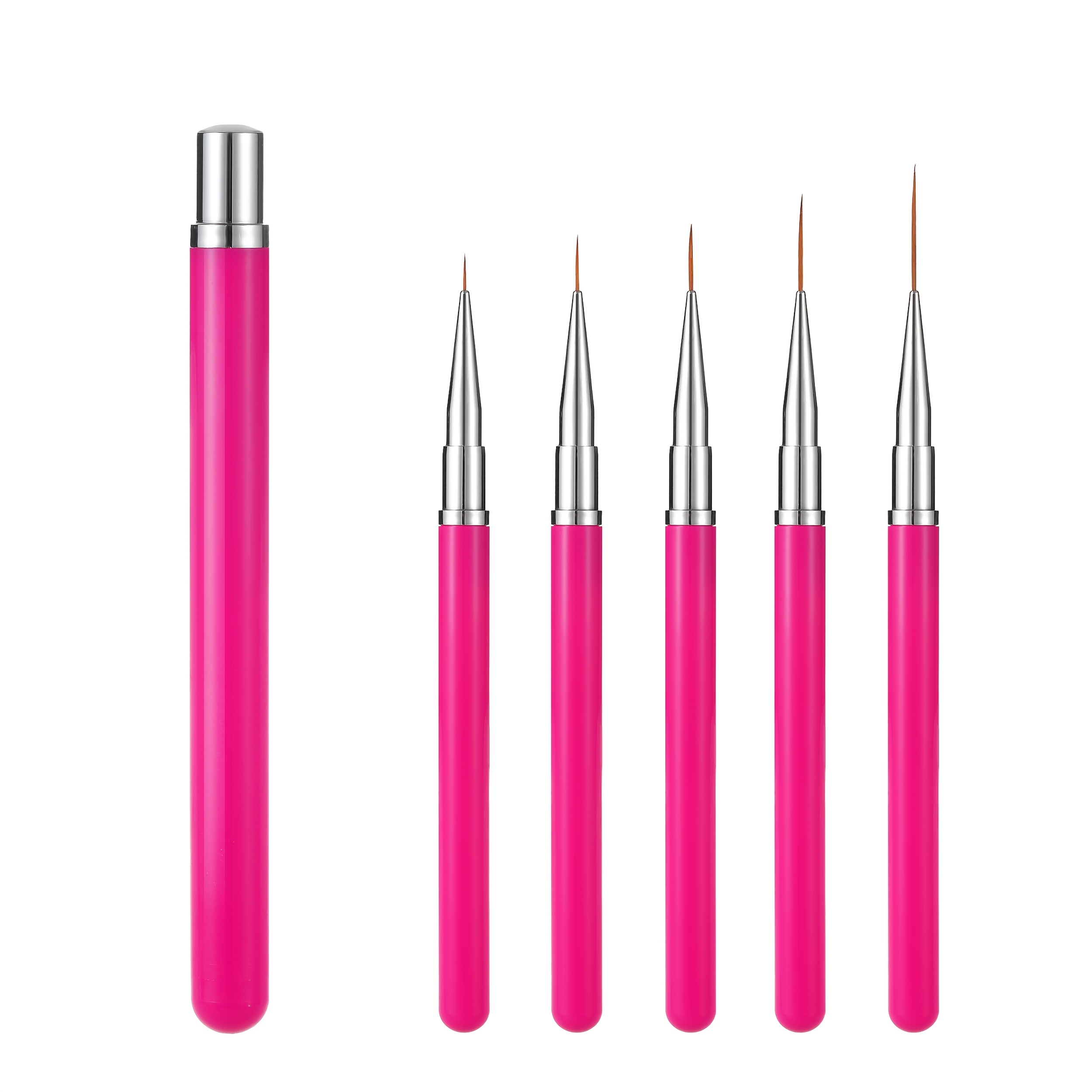 TEMU 5 pennelli ultra- per nail art, punte staccabili, adatti per la pittura di unghie in gel e nail art, 5 pezzi di dimensioni medie (8 10 12 15 20